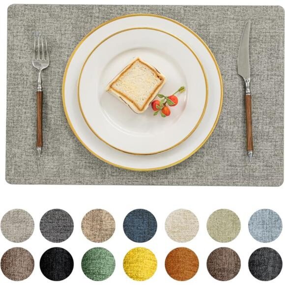 Vinyl Placemats Set of 4-12 X 18 Inch -Heat Resistant Place Mats 100% Waterproof - Picture 1 of 8